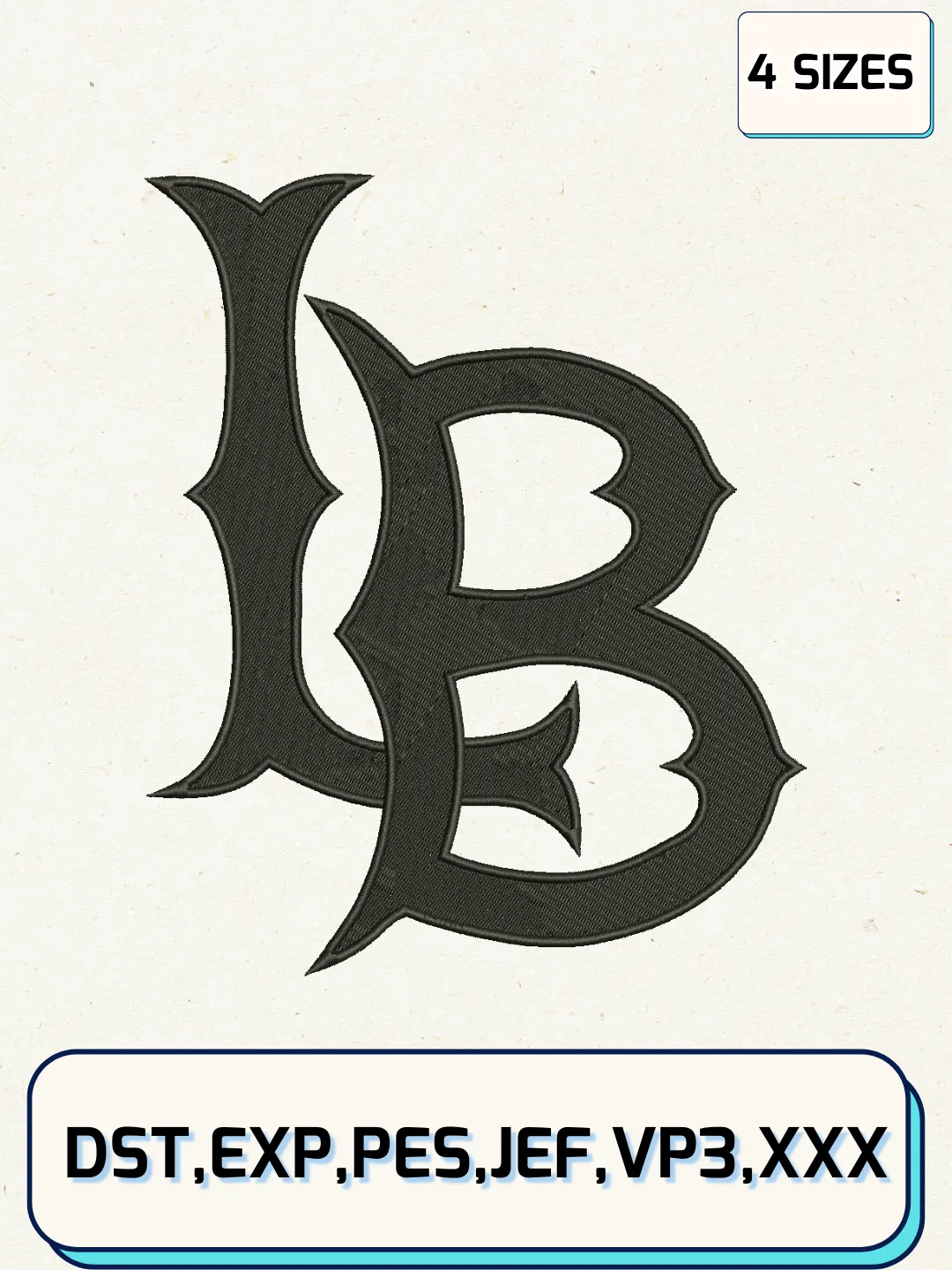 Long Beach State 49ers Logos Embroidery Design Files, NCAA Logos Embroidery Designs, Machine Embroidery Files, 4 Sizes