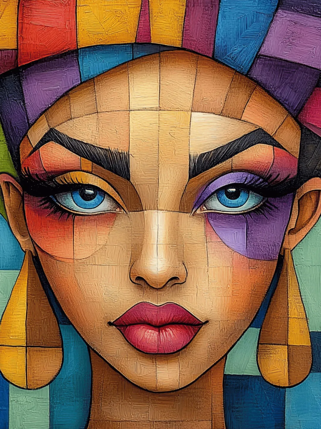 12 Colorful Cubist Abstract Portrait Poster, Modern Art Home Decor ...