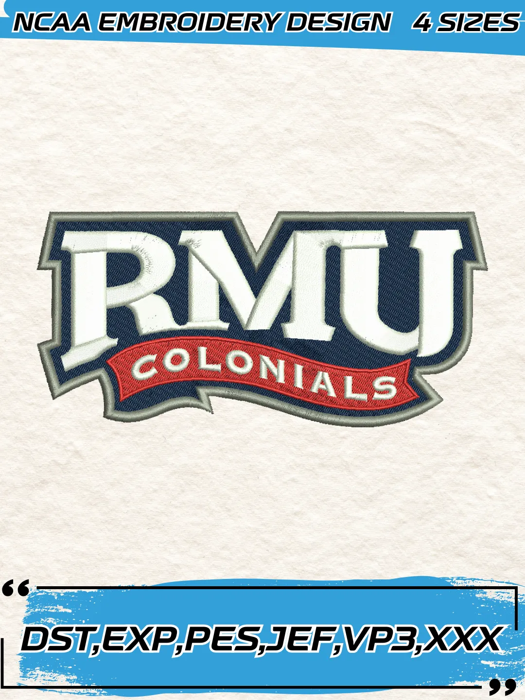 Robert Morris Colonials Logo Embroidery Design,NCAA Logo Embroidery Design,Machine Embroidery Design File,4 Sizes, Digital Download