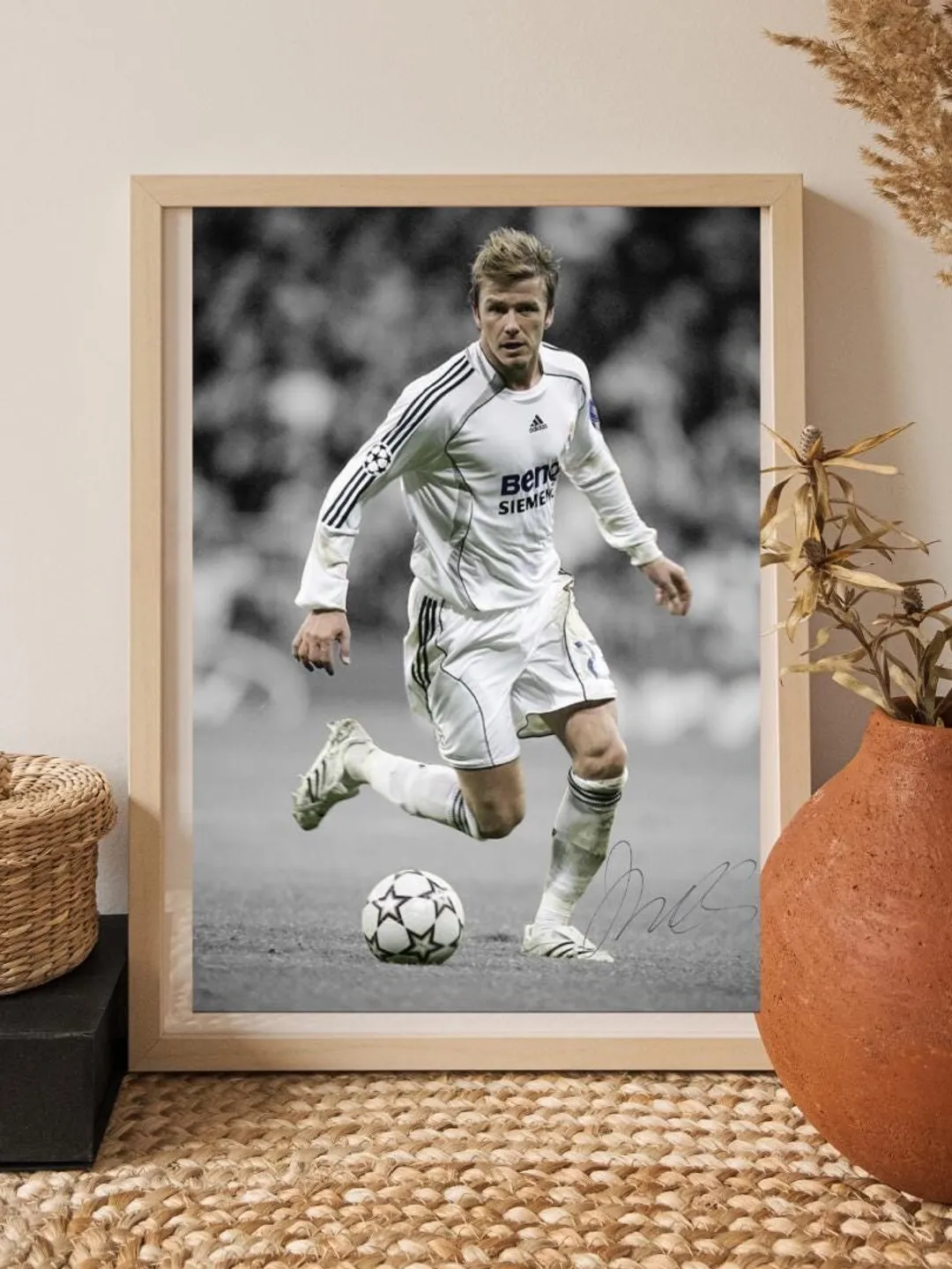 David Beckham Wall Art With Signature | Football Legend Soccer Poster ...