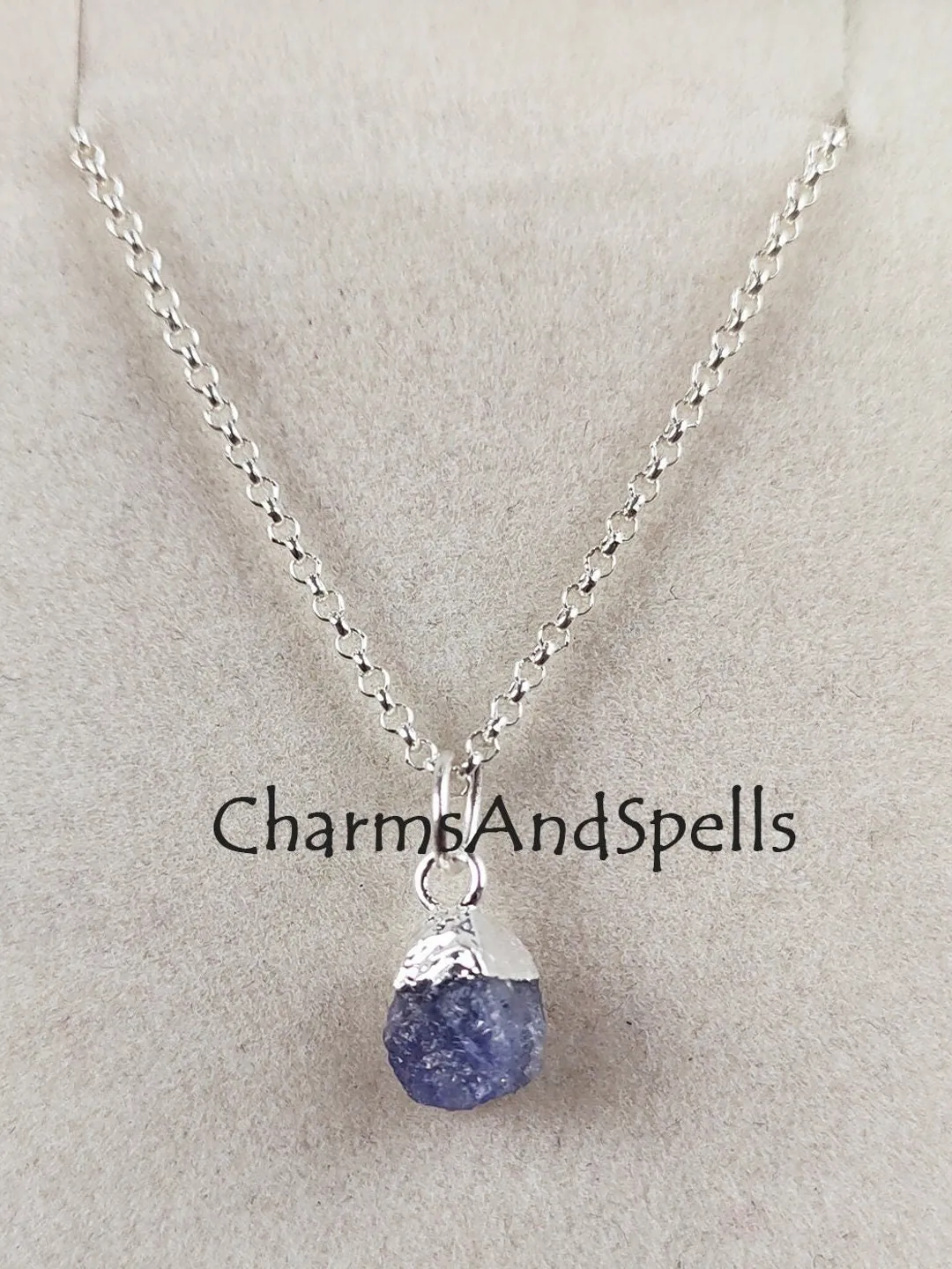 Natural Raw Tanzanite Necklace, Raw Gemstone Necklace, Throat Chakra Necklace, Raw Crystal Necklace, December Birthstone Necklace, Gift