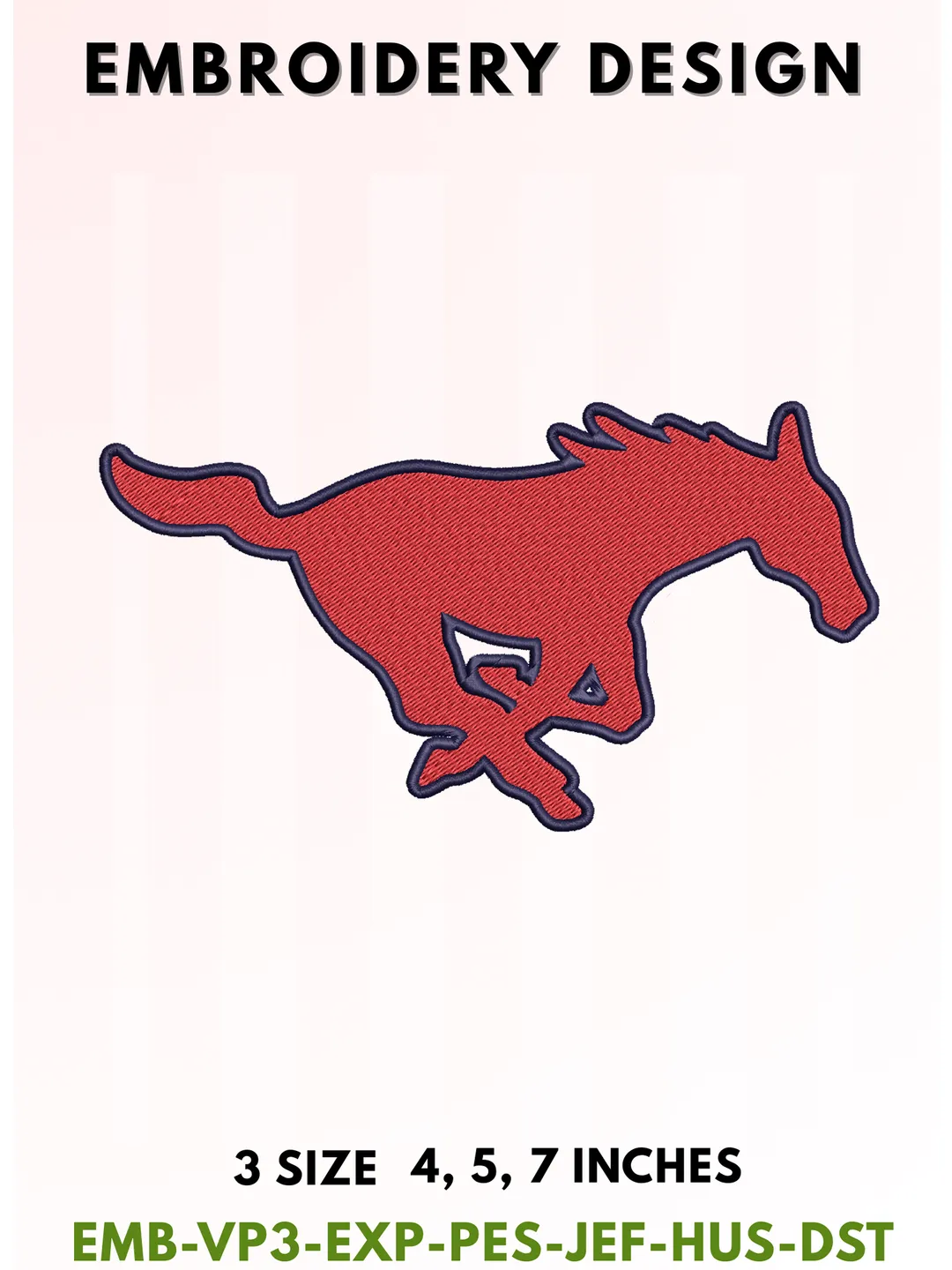 Mustang Football Embroidery Design, College Sports Embroidery Files, Sports Machine Embroidery Files, 3 Sizes, Instant Download
