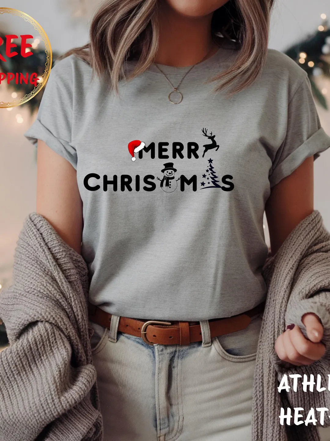 Merry Christmas T-Shirt Santa Hat