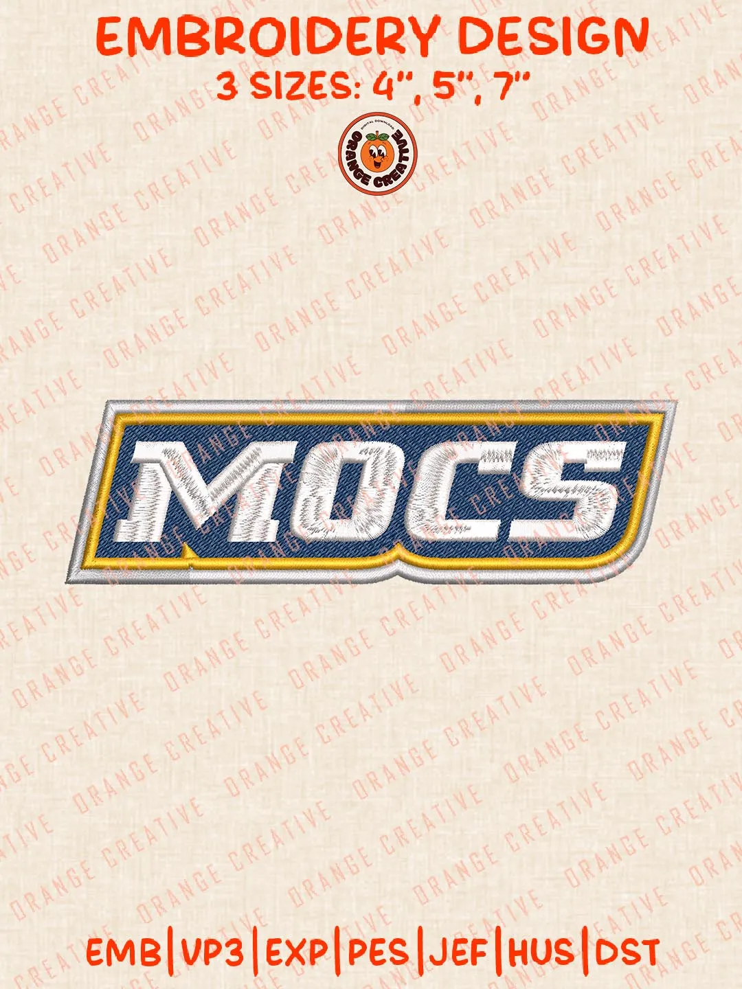 NCAA Mocs Text Logo Embroidery Design, NCAA Chattanooga Mocs Team Embroidery Design, Machine Embroidery Design File, 4 Sizes, Digital Download