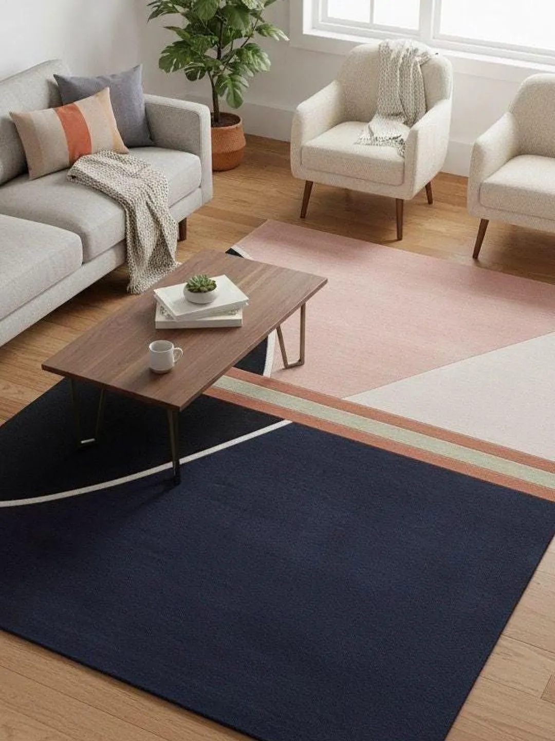 Hand Tufted Wool Mandala Rug, Red Floral Geometric Area Rug,Living Room ...