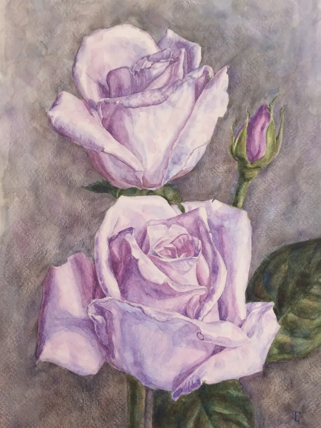 "Rose in cold tones" Flower Original Wall Art Painting Watercolor Artwork picture artwork floral