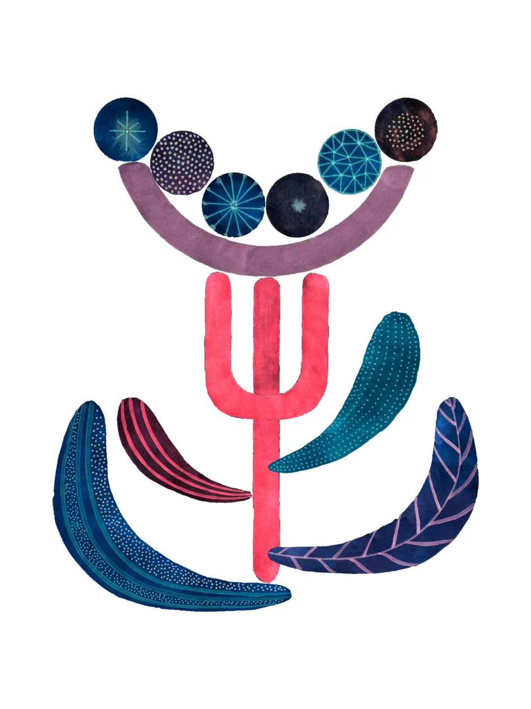 Illustration Pink and Purple Geometry Plant Art print