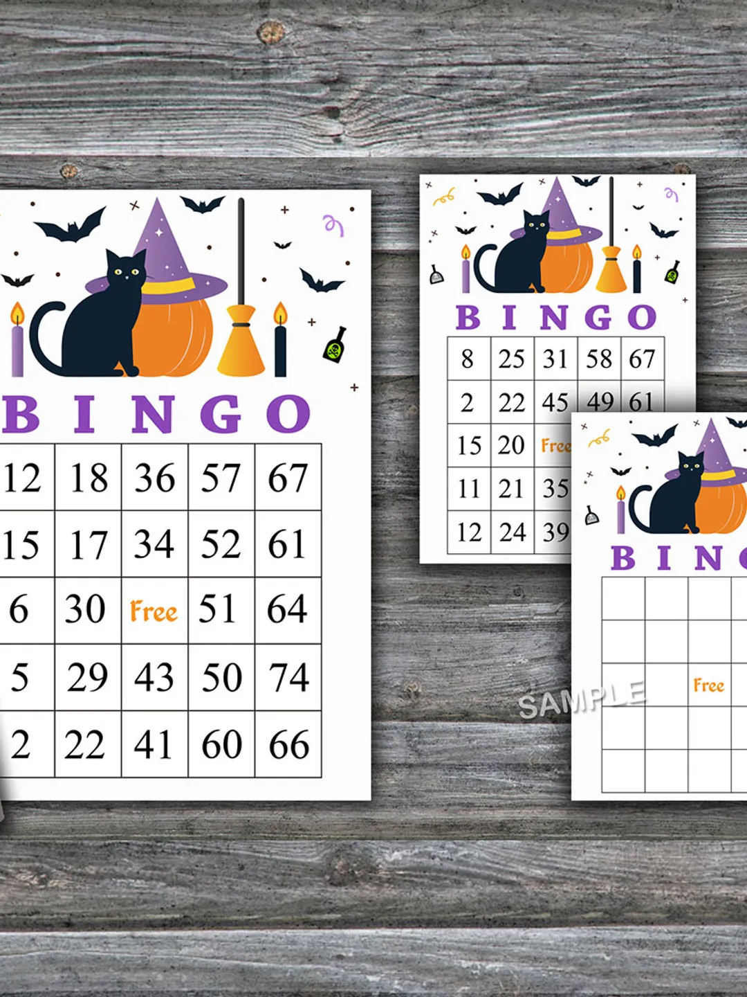 Halloween bingo game,Halloween bingo cards,Halloween Party,60 Printable card,INSTANT DOWNLOAD--04