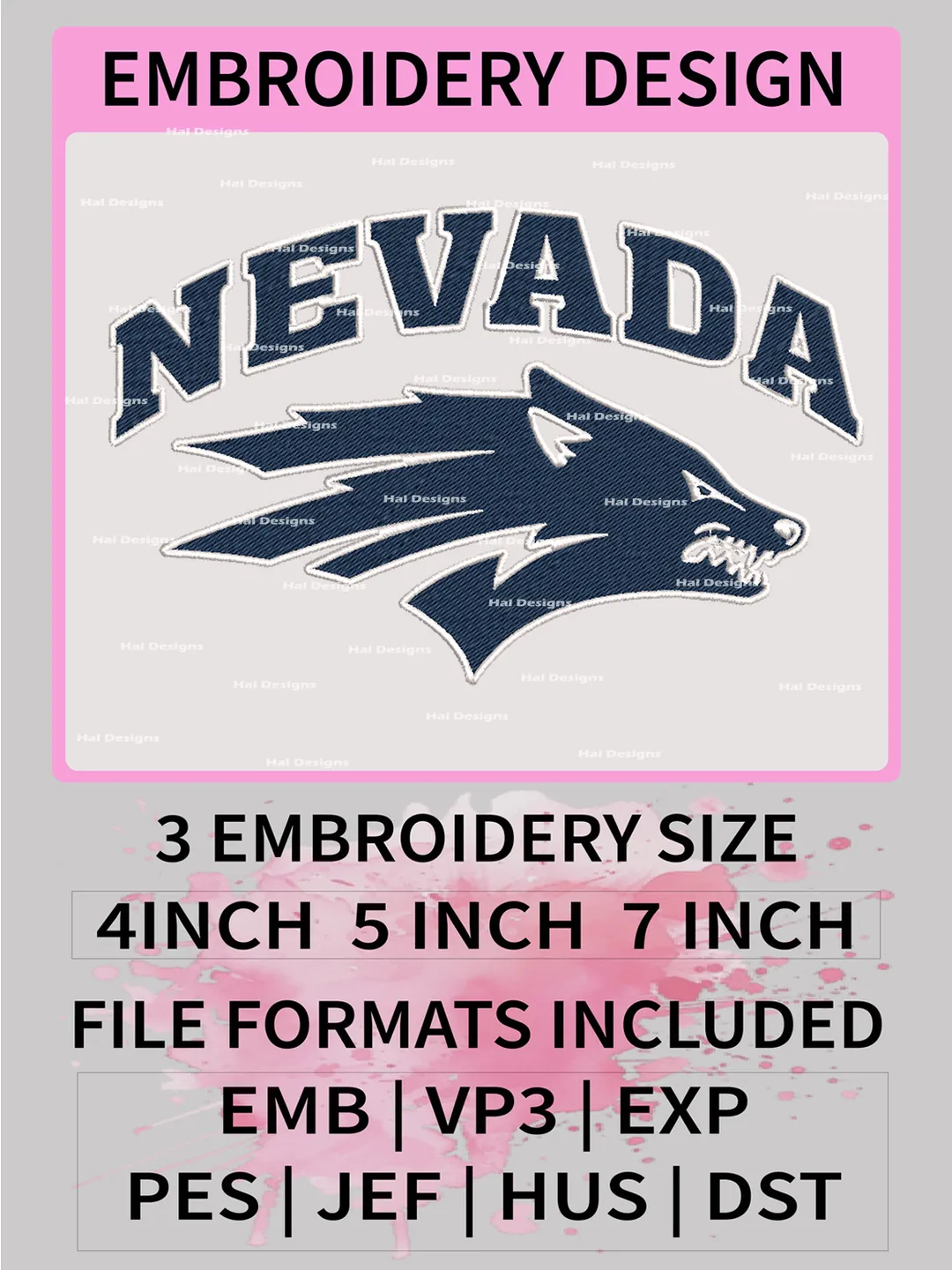NCAA Nevada Wolf Pack Embroidery File, 3 Sizes, 6 Formats, NCAA Machine Embroidery Design, NCAA Logo, NCAA Teams