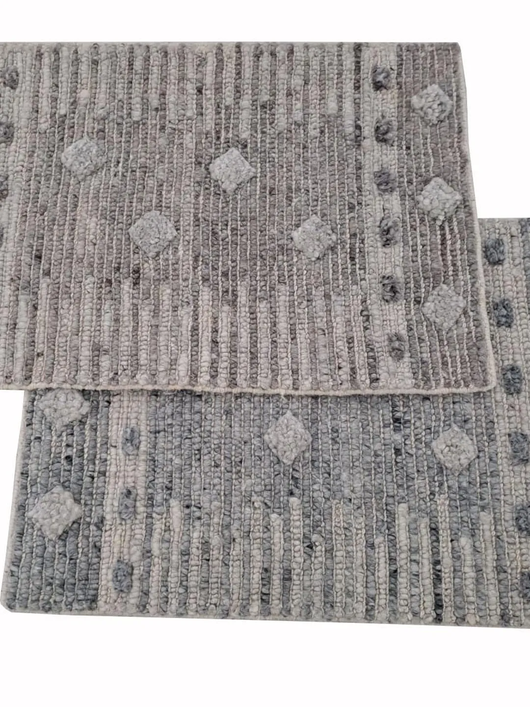 Handwoven New Zealand Wool Rug | Minimal Diamond Pattern, Neutral Texture
