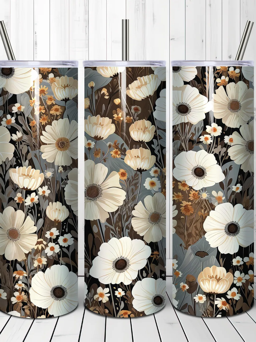 Neutral Flower Digital Paper, Seamless Floral Patterns, Vintage Boho ...