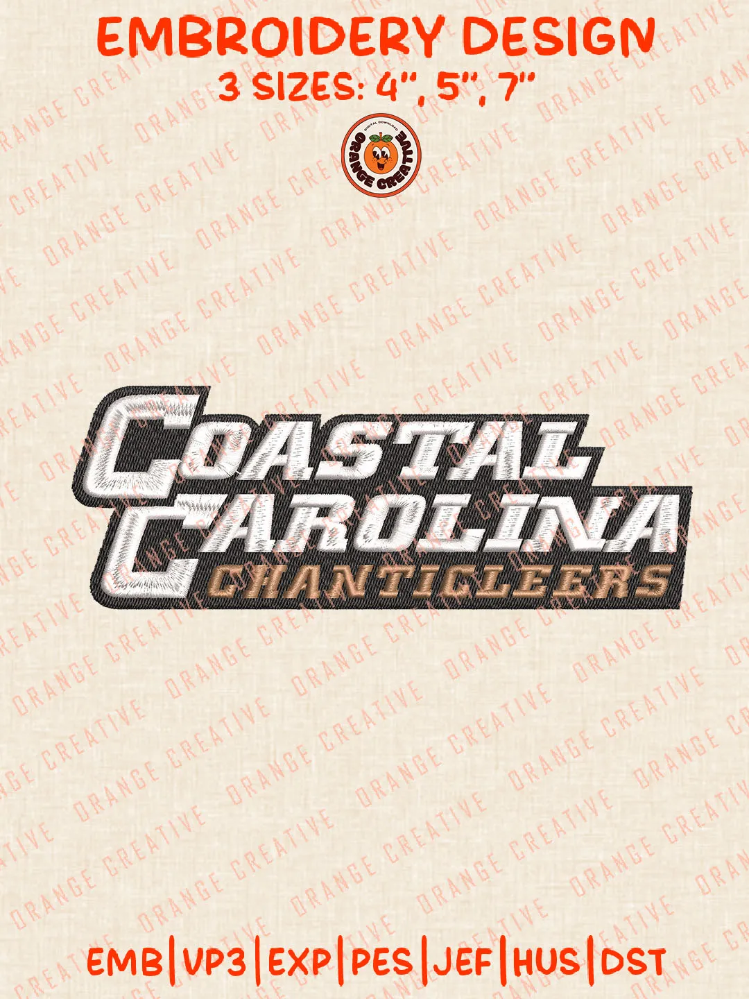 NCAA Coastal Carolina Chanticleers Wordmark Logo Embroidery Files, NCAA Chanticleers Team Embroidery Designs, Football Team Machine Embroidery Files, NCAA Machine Embroidery, Digital Download