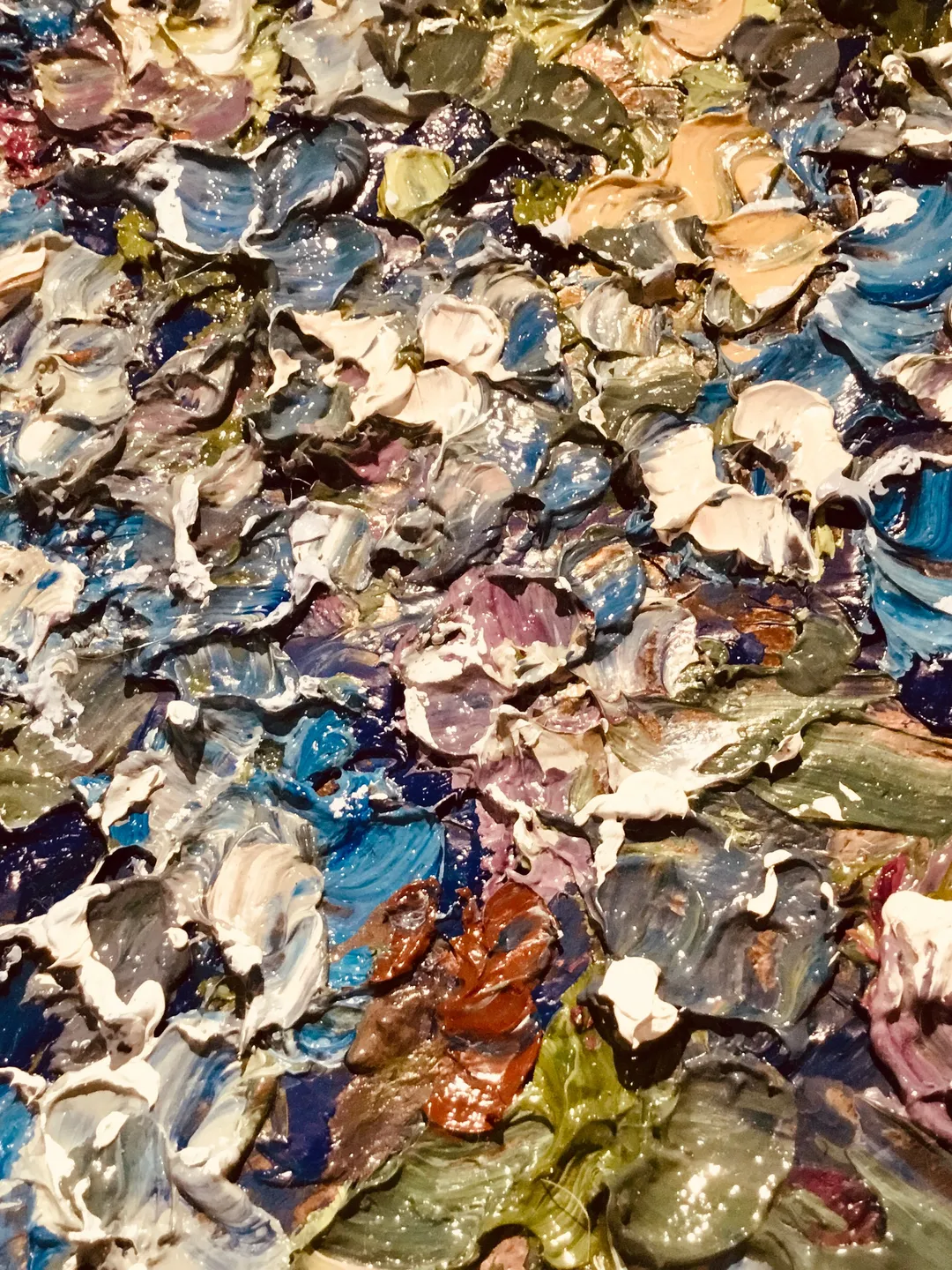 Blue flowers in a vase original oil impasto style heavy textured ...