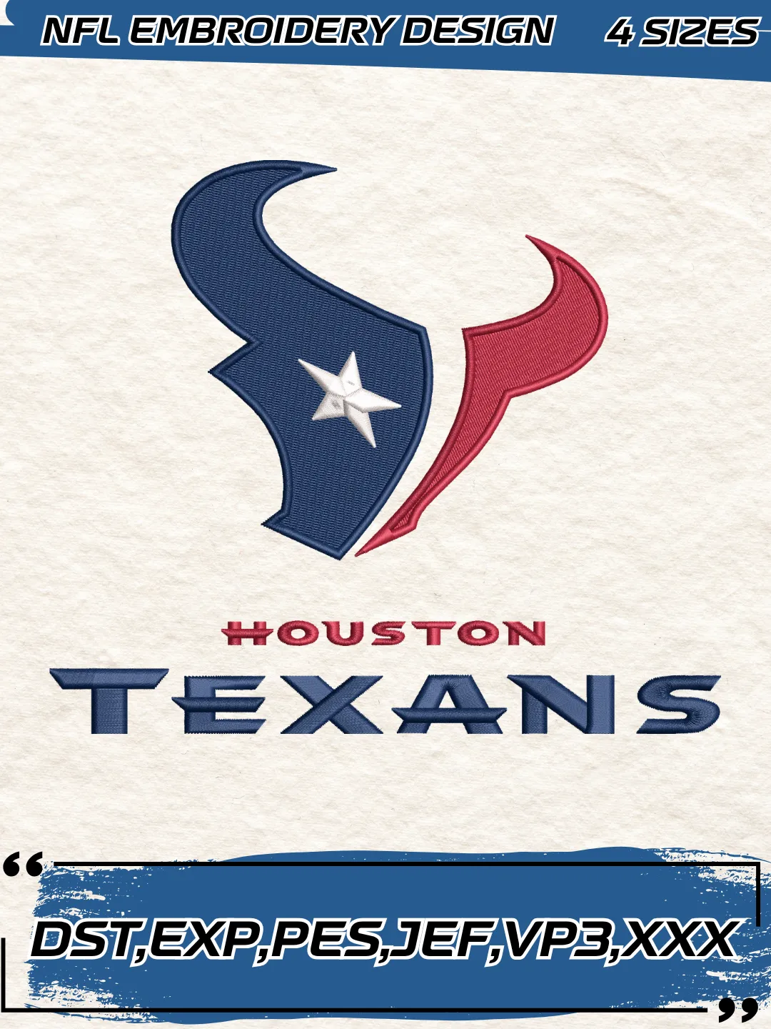Houston Texans Wordmark Logo Embroidery Design,NFL Logo Embroidery Design,Machine Embroidery Design File,4 Sizes, Digital Download