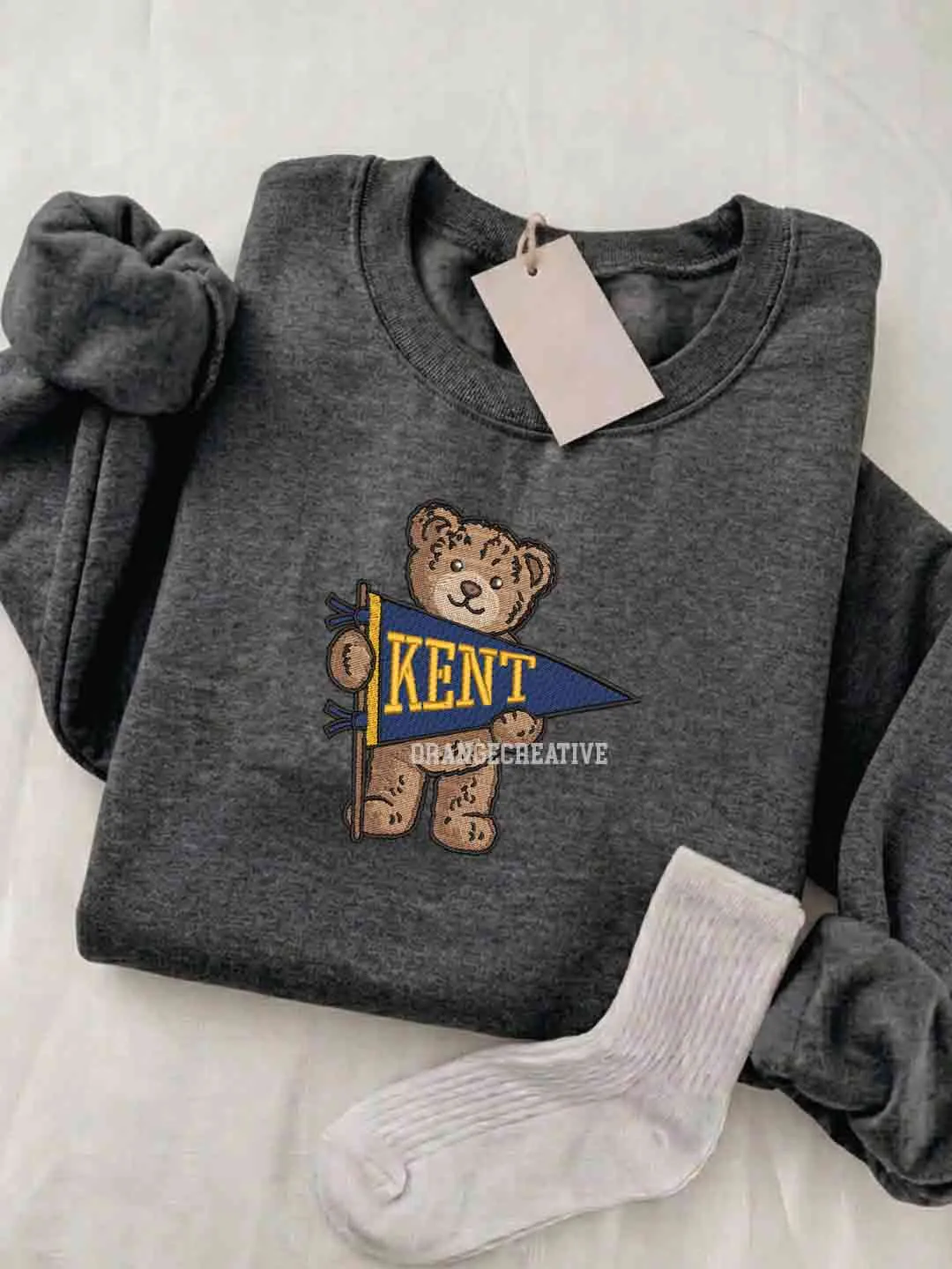 Kent State Golden Flashes Embroidered Sweatshirt, College Embroidered Crewneck, NCAA Kent State Embroidered Shirt, Teddy Bear Sweatshirt, Gift for Collegue