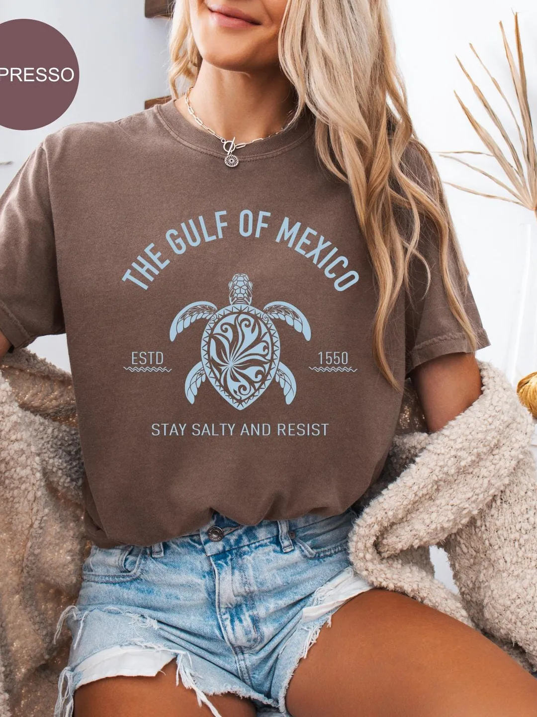 Comfort Colors® Stay Salty Resist Shirt, Gulf of Mexico Sea Turtle Graphic Tee