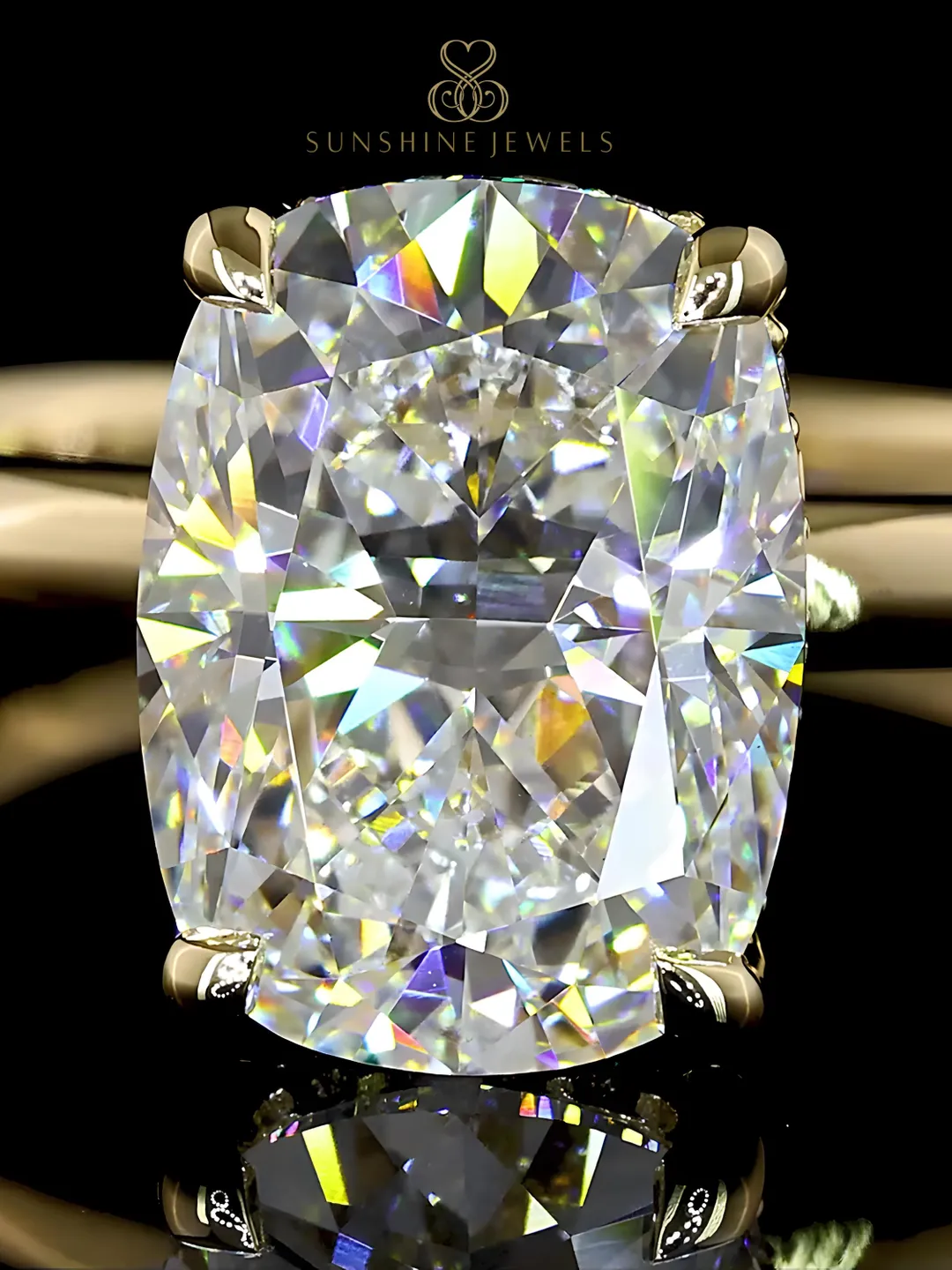 Elongated Cushion Cut Lab Grown Diamond Engagement Ring: 14k Yellow