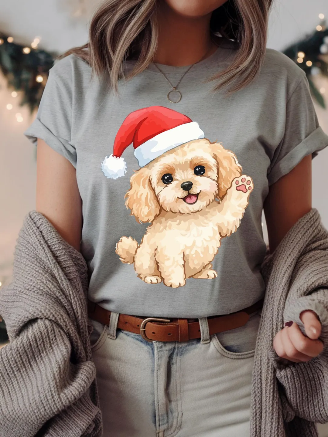 Dog with Santa Hat T-Shirt