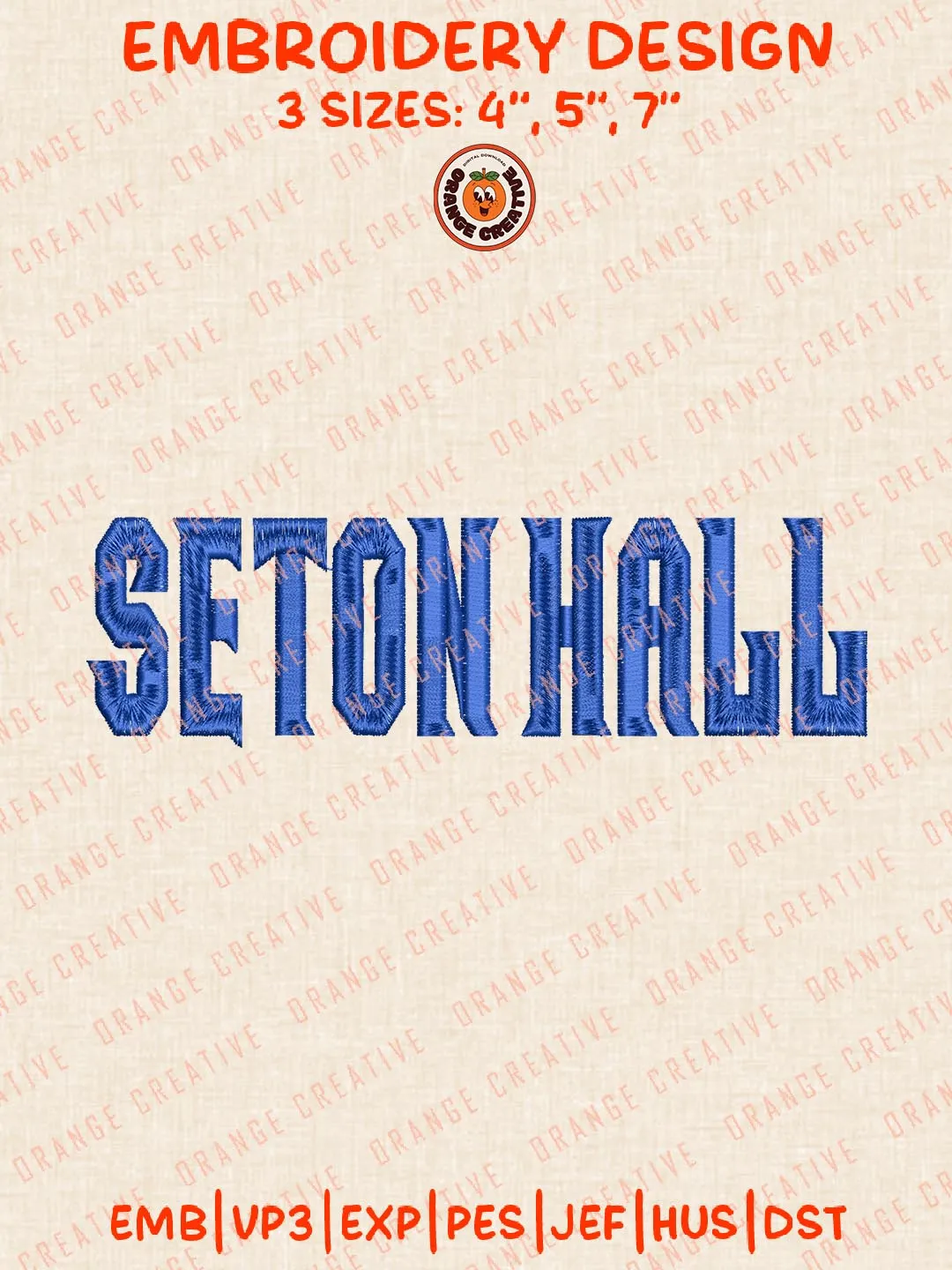 NCAA Seton Hall Text Embroidery Design, NCAA Seton Hall Pirates Team Logo Embroidery Design, Machine Embroidery Design File, 4 Sizes, Custom Size, Digital Download