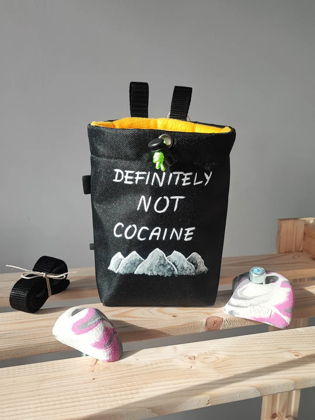 Chalk bag Not Cocaine for rock climbing and bouldering