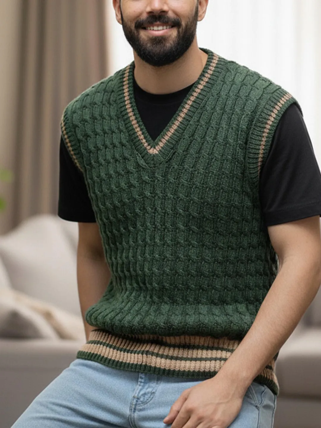 Highland Cable Vest Knitting Pattern | DK Yarn, V-Neck (PDF Download)
