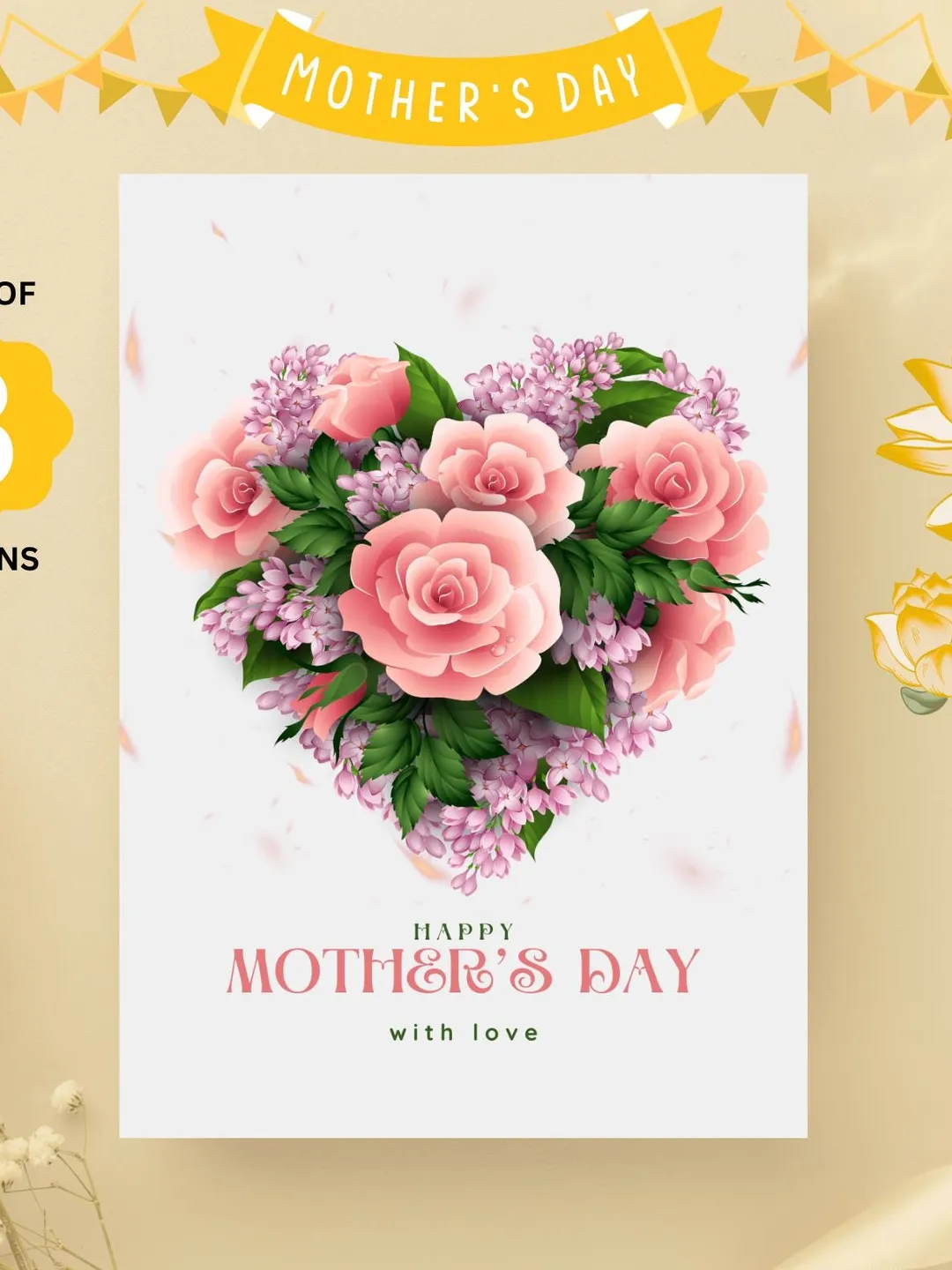 Floral Mother's Day Card Bundle, Editable Canva Template (Digital 8 ...