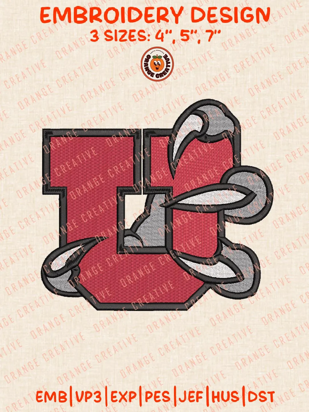 NCAA Utah Utes Embroidery Design, NCAA Team Logo Embroidery Design, Machine Embroidery Design File, 4 Sizes, Custom Size, Digital Download