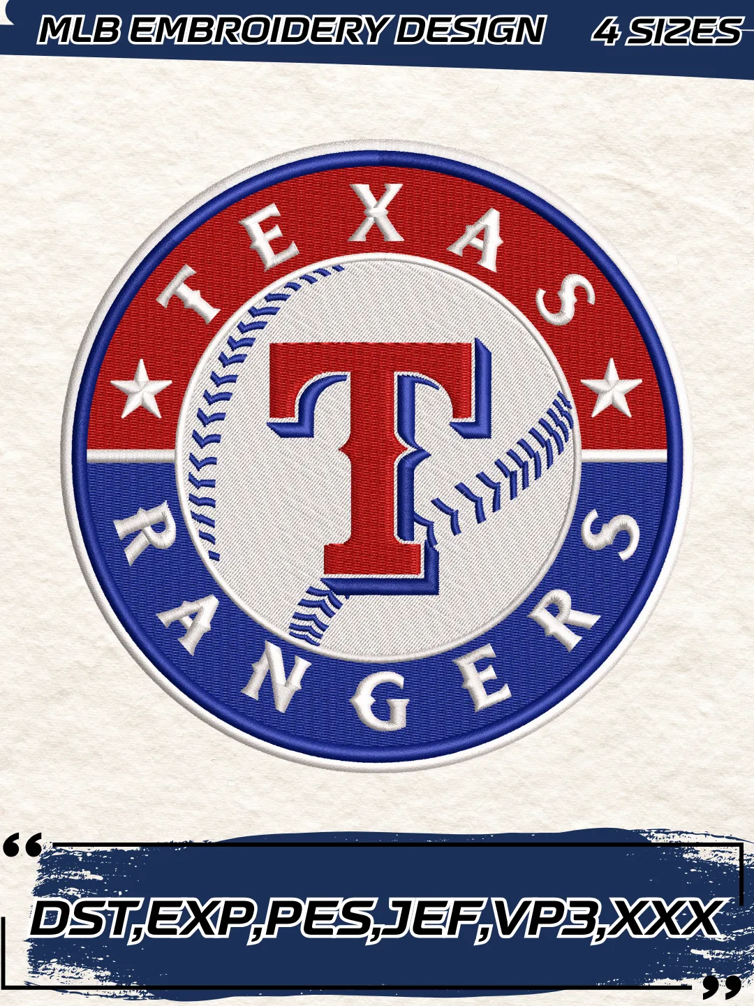Rangers Baseball Embroidery Design - Machine Embroidery File