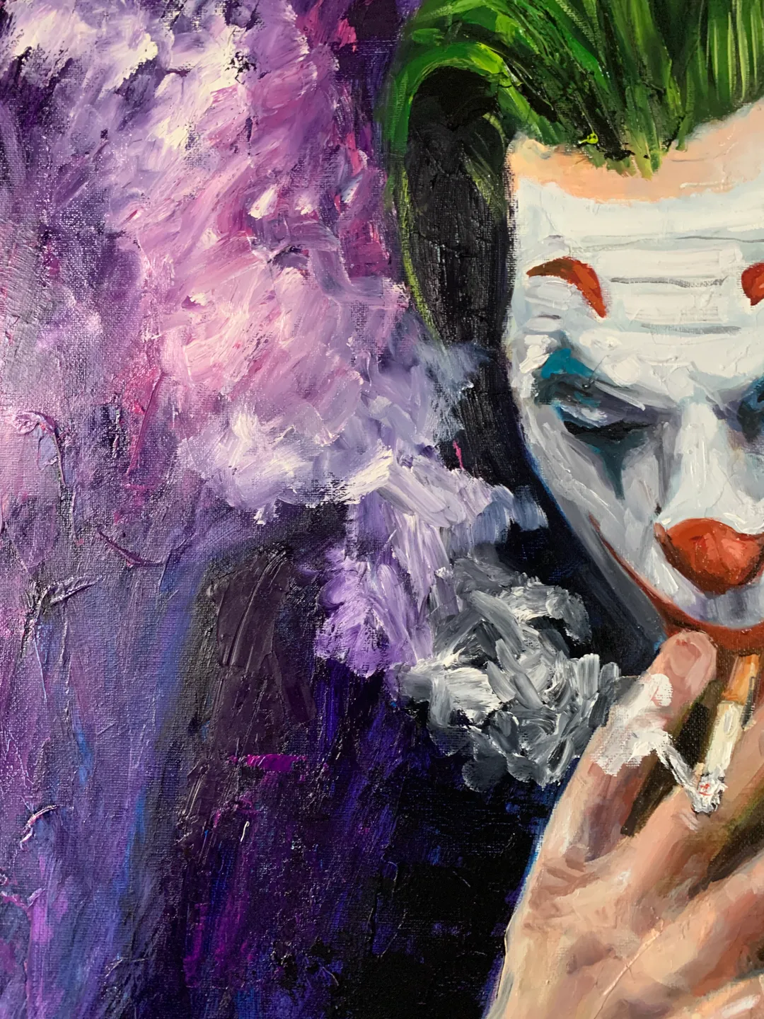 Joker Smoking, Oil painting Expressive Art 24x28 inches,