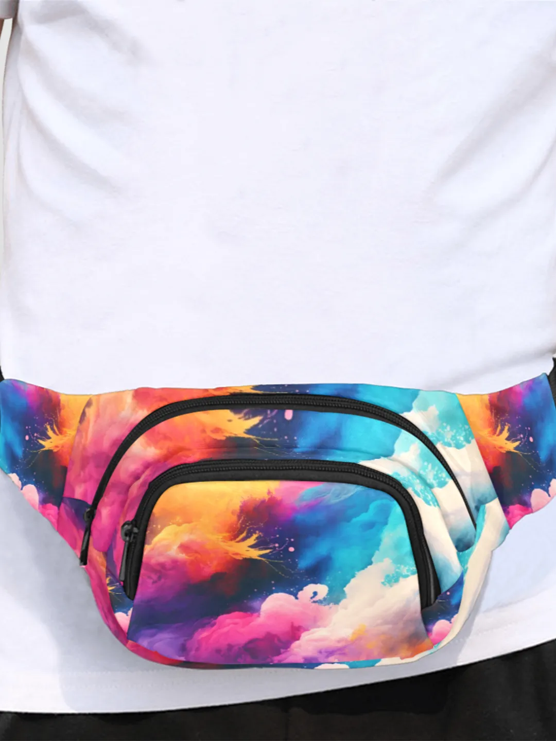 Colorful Watercolor Style Fanny Pack, Waist Bag