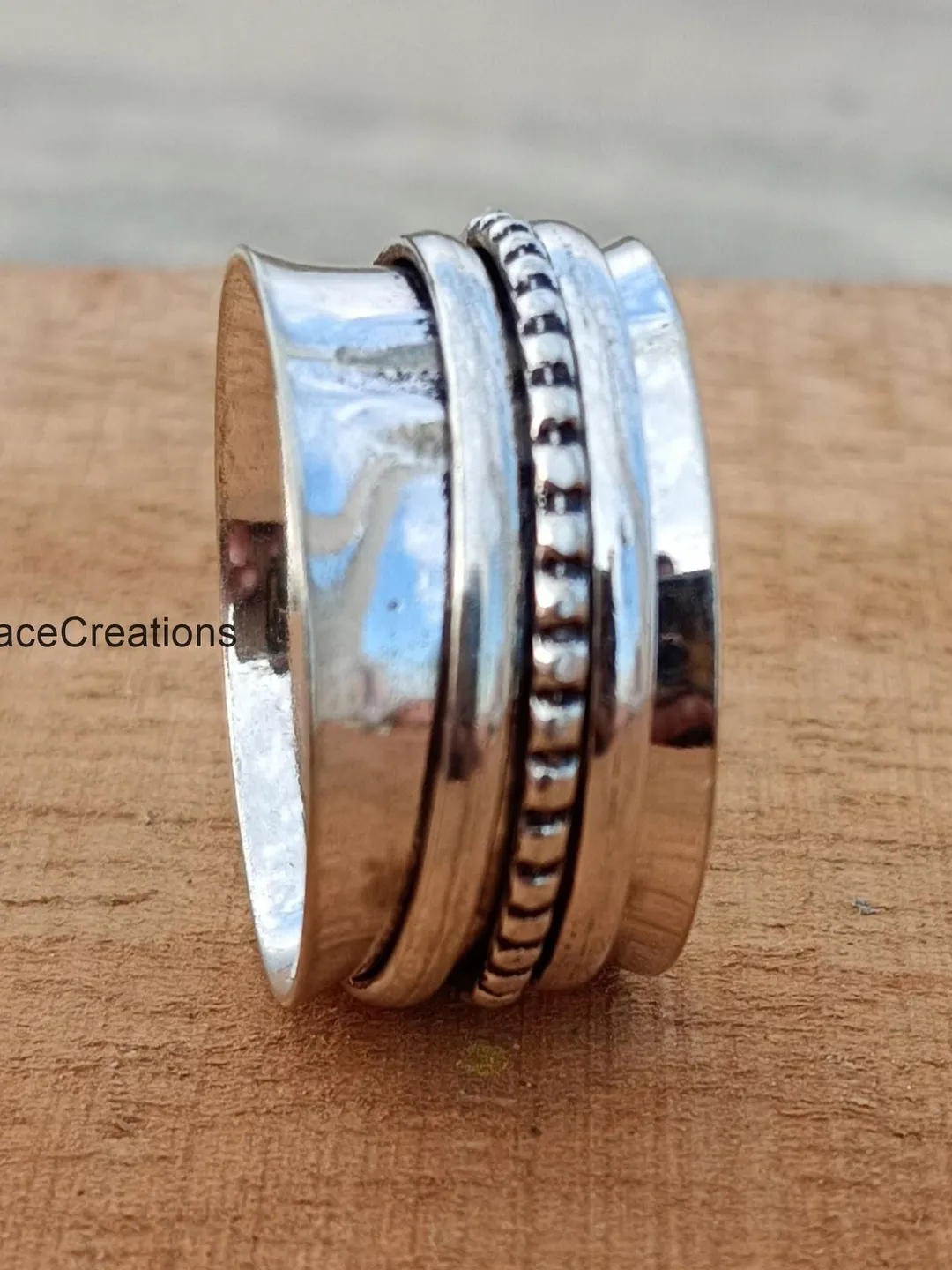 Handmade Sterling Silver Spinner Ring, Meditation Band