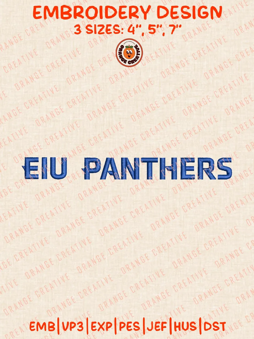 EIU Panthers Text Embroidery Design, NCAA Eastern Illinois Panthers Team Logo Embroidery Design, Machine Embroidery Design File, 4 Sizes, Custom Size, Digital Download