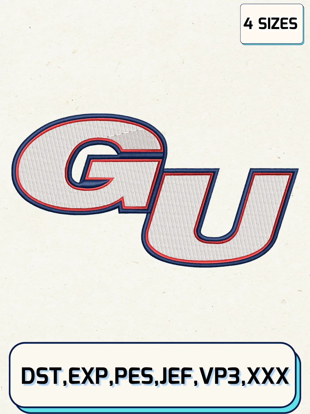 Gonzaga Bulldogs Secondary Logos Embroidery Design Files, NCAA Logos Embroidery Designs, Machine Embroidery Files, 4 Sizes