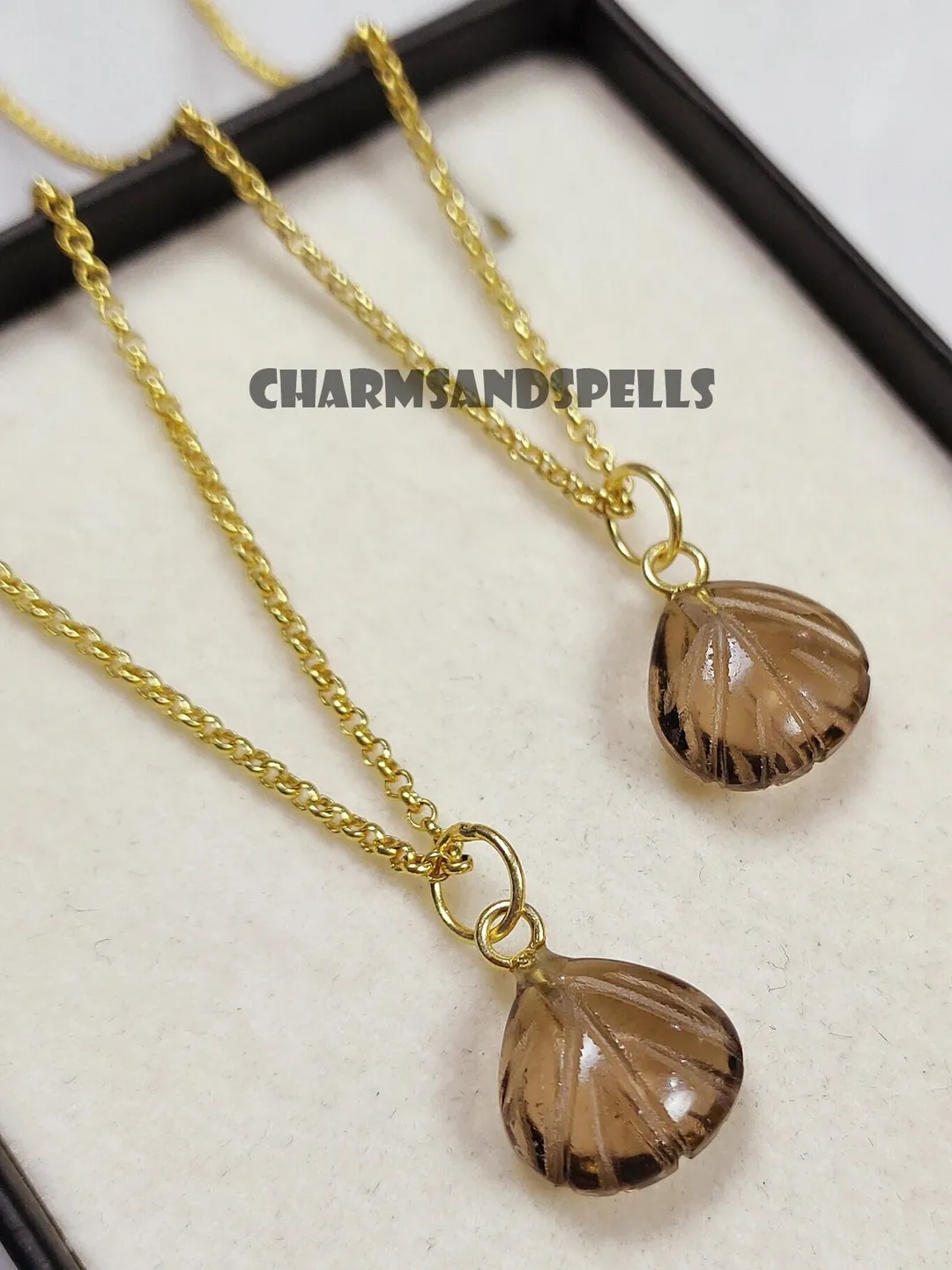 Natural Smoky Quartz Seashell Necklace, Bohemian Jewelry, Crystal Pendant, Gift For Women