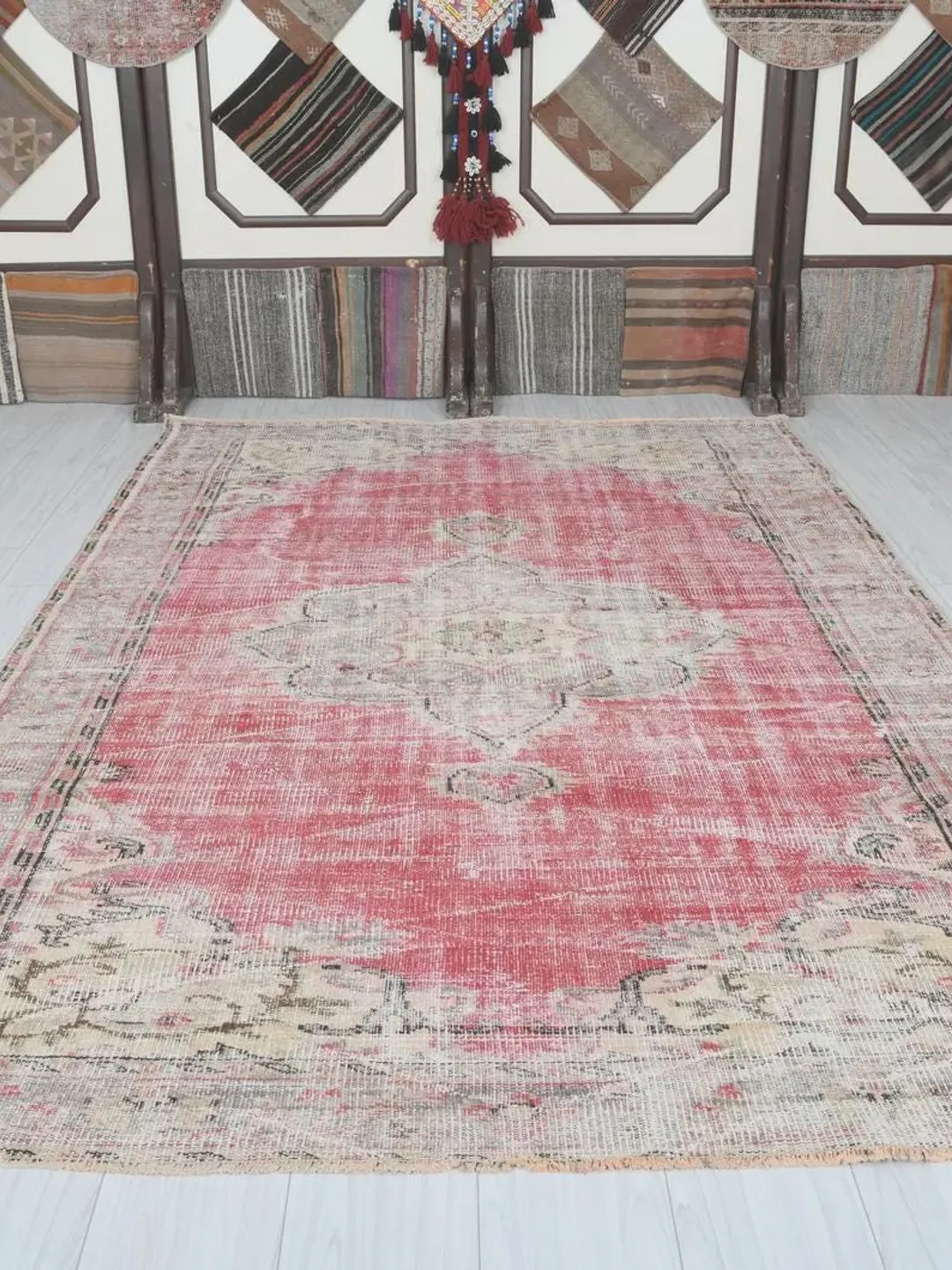 Turkish Rug Vintage Area Rug Handwoven Oushak All Custom Size