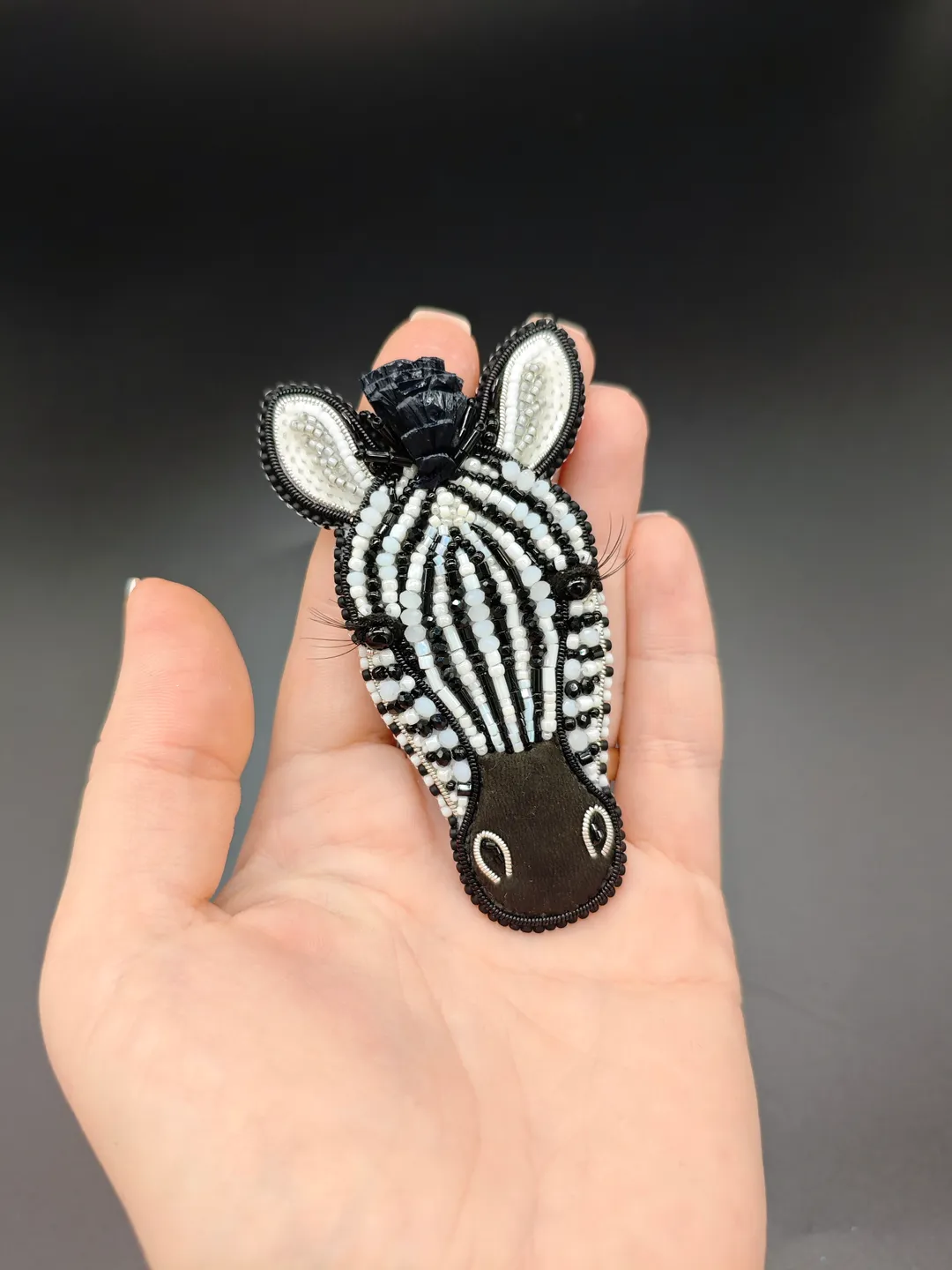 Zebra Bead Brooch