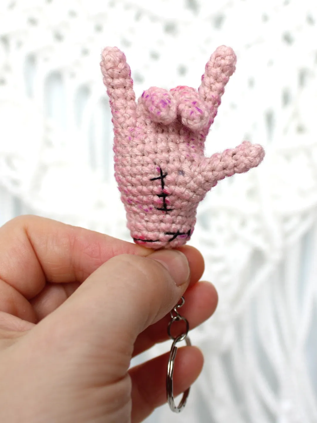 Hand crochet pattern Thing keychain bag Hand Addams crochet