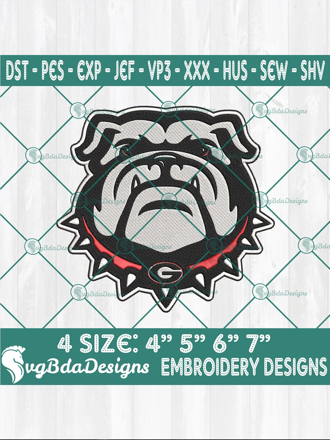 Georgia Bulldogs Embroidery Designs | NCAA Football Logo Machine Embroidery Files