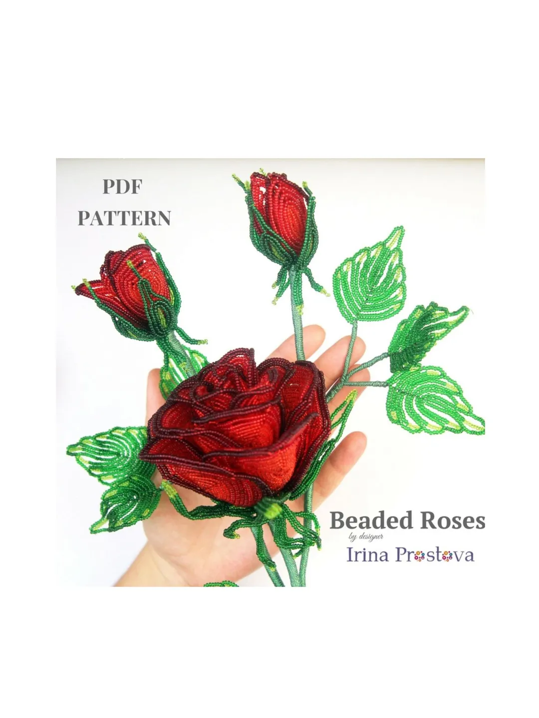 French Beaded Flowers pattern | Beaded Rose | Seed bead patterns | Beading tutorial | Digital Download - PDF