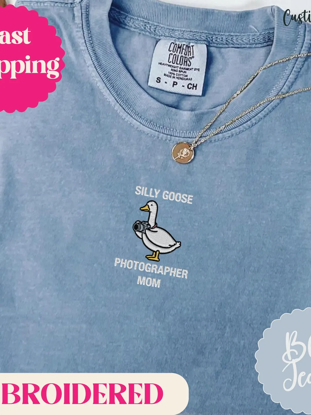Silly Goose Photographer Mom Shirt Embroidered. Funny Photography Gift for Mom. Comfort Colors Shirt. Camera Embroidery t. Photo Lover Gift
