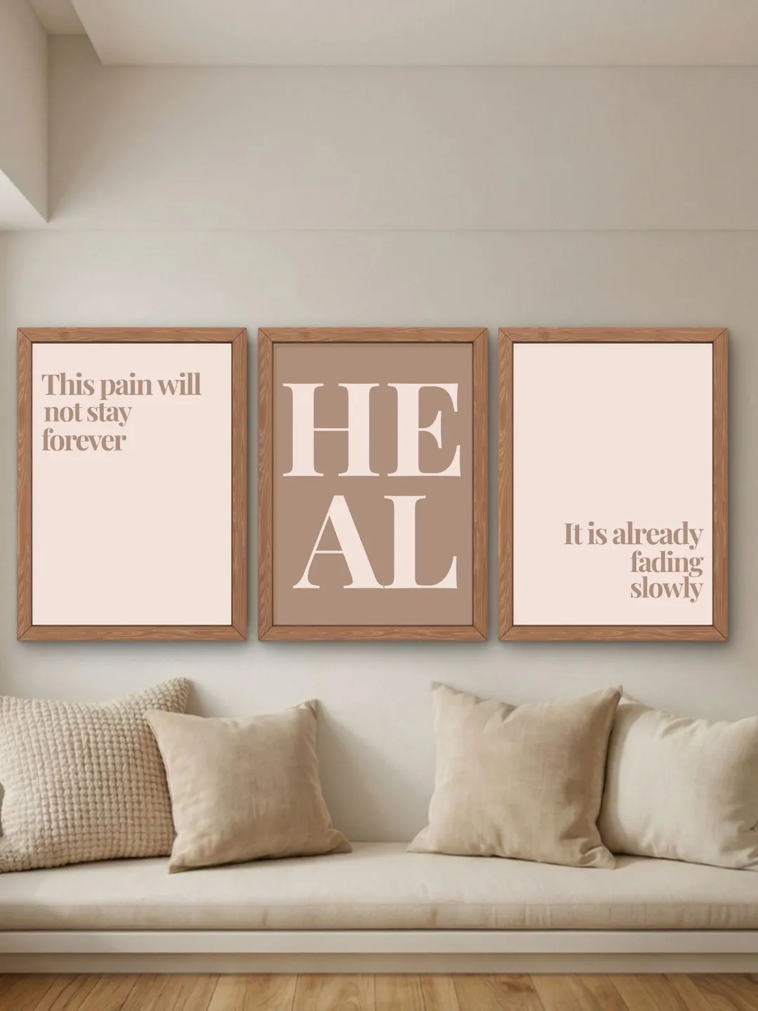Heal Printable Wall Art Set of 3, Hope and Healing Quotes, Neutral Minimal Wall Decor, Bedroom Decor Prints, Digital Download