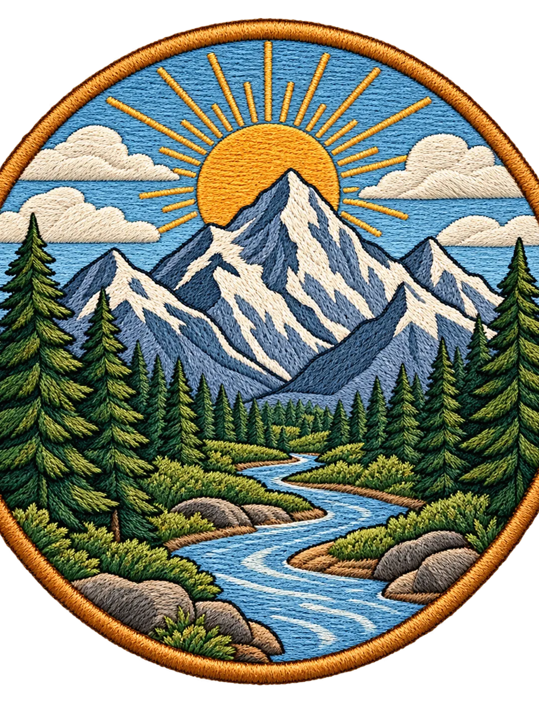 Vintage Mountain Embroidery Design | Outdoor Adventure Embroidered