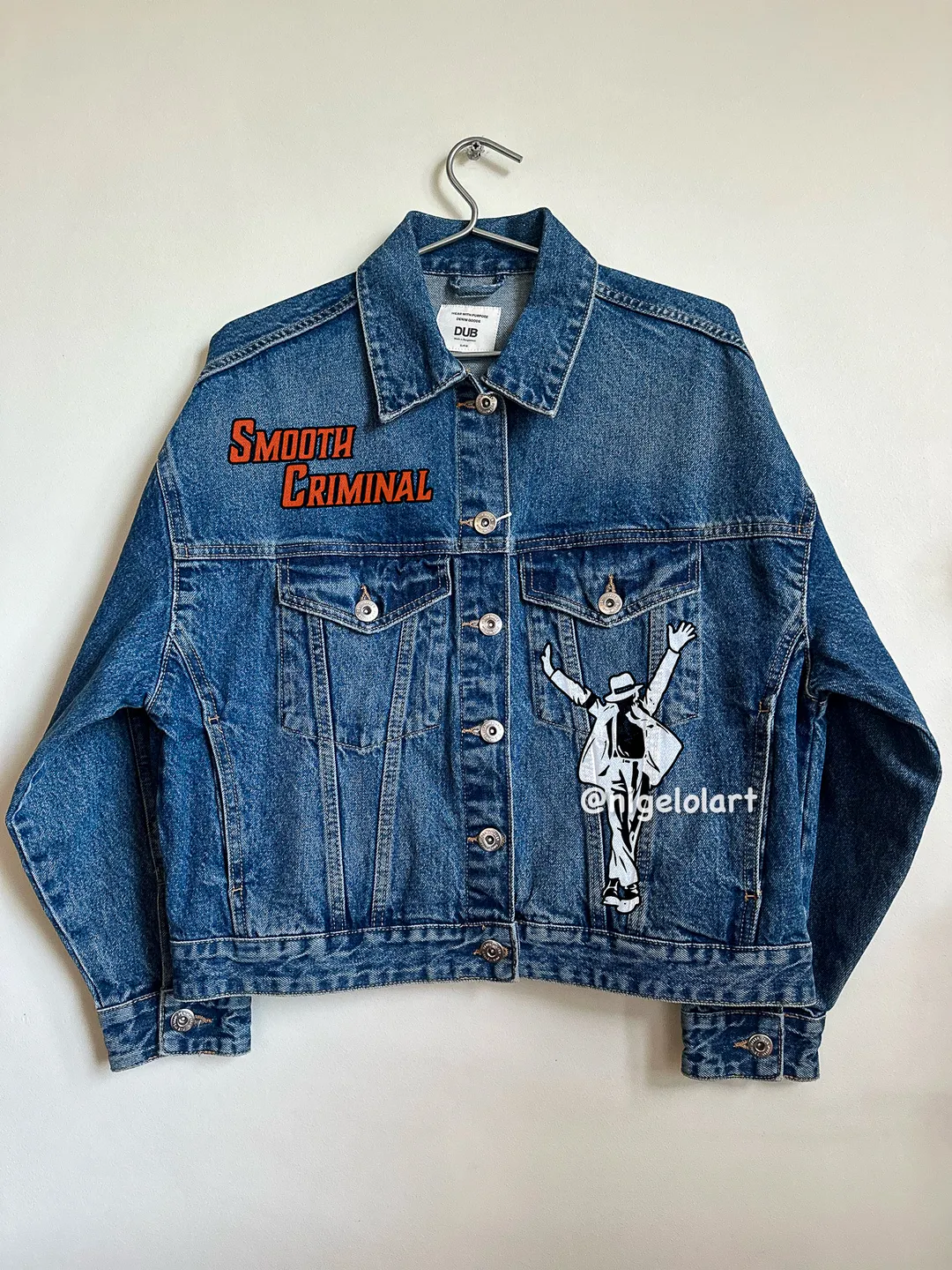 Painted denim jacket Michael Jackson Custom gifts Blue Jean jacket