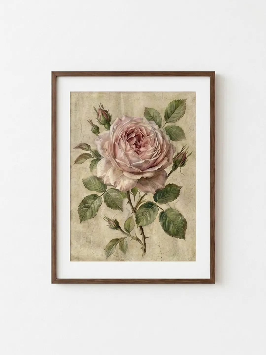Vintage Pink Rose Printable Wall Art, Botanical Floral Download
