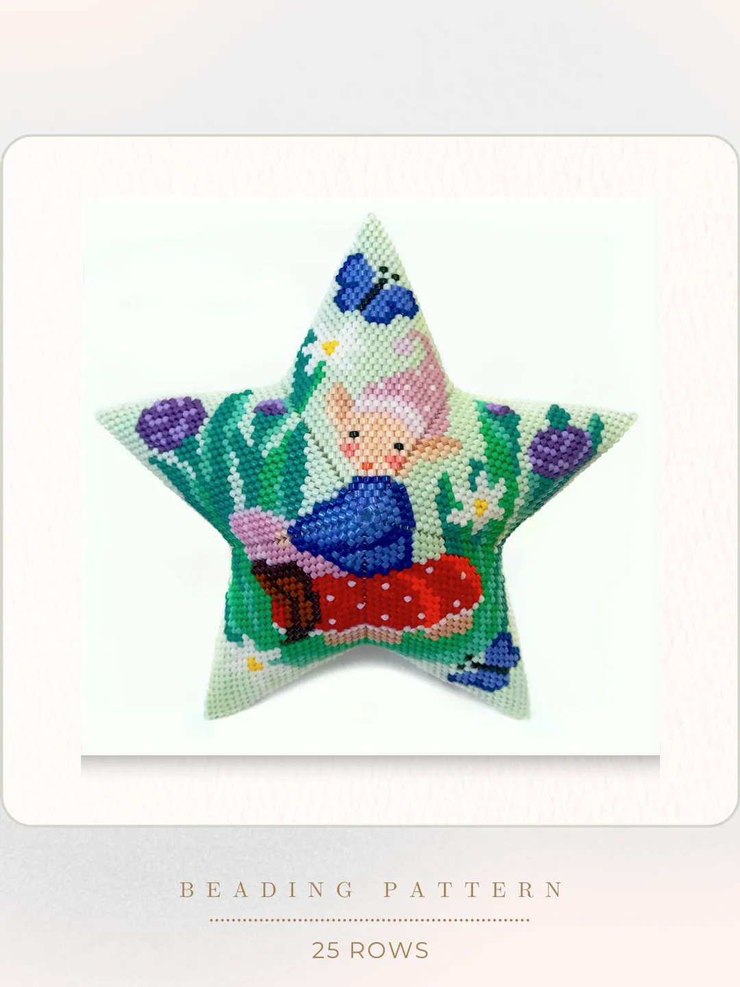 Elf Beaded Star Tutorial, Peyote Star Beading Pattern, Seed Bead Forest Dwarf Ornaments