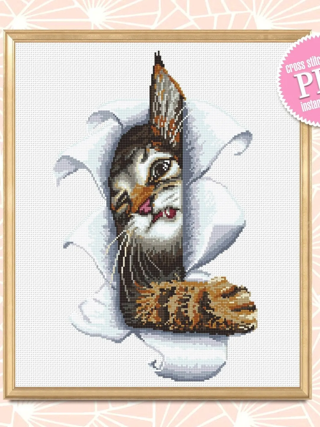Funny cat cross stitch pattern download PDF Animal cross stitch chart, Cute kitten embroidery PDF, Easy cross stitch Gift for cat lover #K10