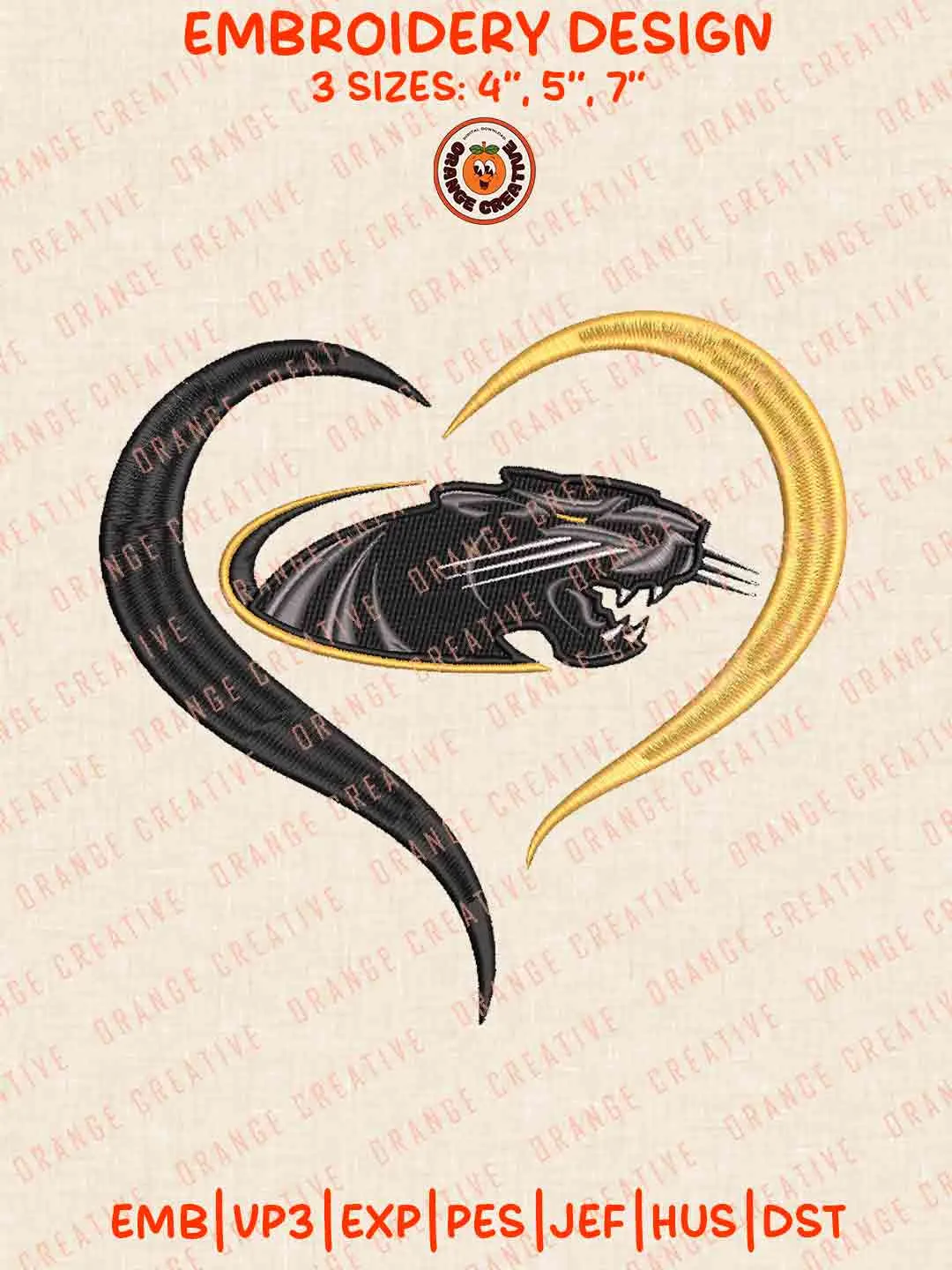 Milwaukee Panther Heart Embroidery Design Files, Football Embroidery Designs, Sport Machine Embroidery Files, 3 Sizes, Custom Sizes, Instant Download
