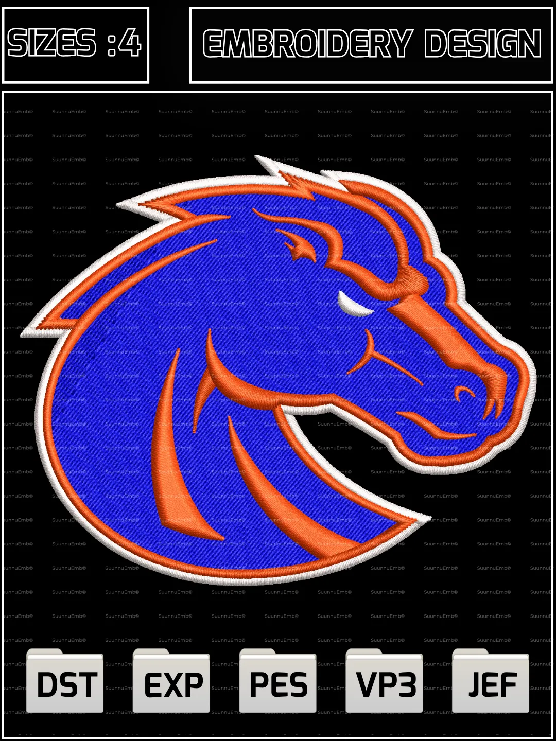 Boise State Broncos Logo Embroidery Design,NCAA Logos Embroidery Design,NCAA Teams, Machine Embroidery Design File,4 Sizes, Digital Download