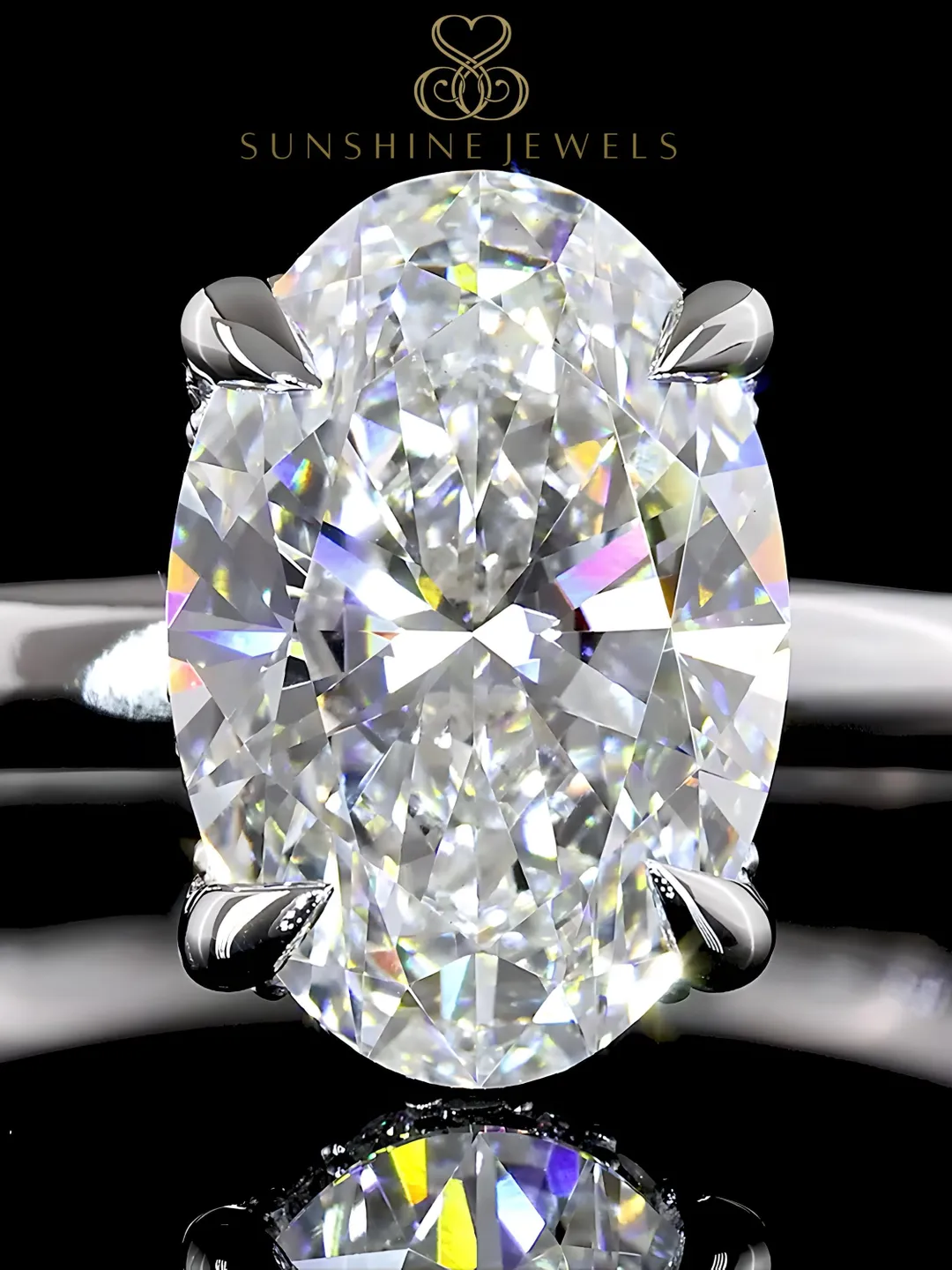2 Ct Oval Cut Lab Grown Diamond Ring: 14k Yellow Gold Hidden Halo