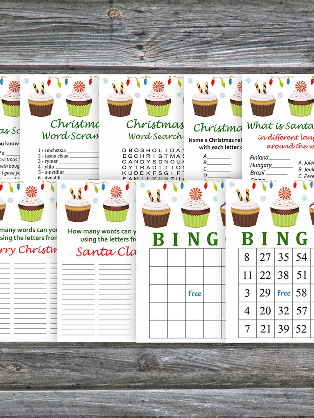 Christmas party games bundle,Printable Christmas Party Game Pack,Cake Christmas Trivia Game Cards